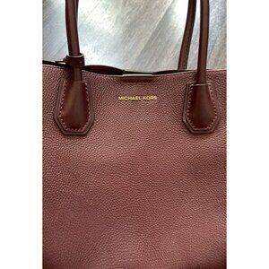 Vintage MICHAEL KORS Mercer Gallery Burgundy Oxyblood Leather Zip Tote Bag